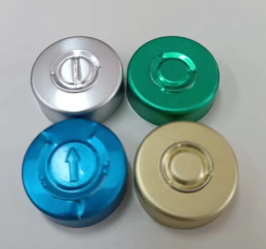 Tampa plástica de alumínio colorida farmacêutica de 13mm 20mm 28mm para frascos de vidro